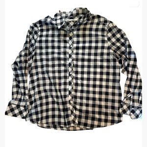 Black & White Gingham Plaid Button Down Shirt | Long Sleeve Casual Preppy Top